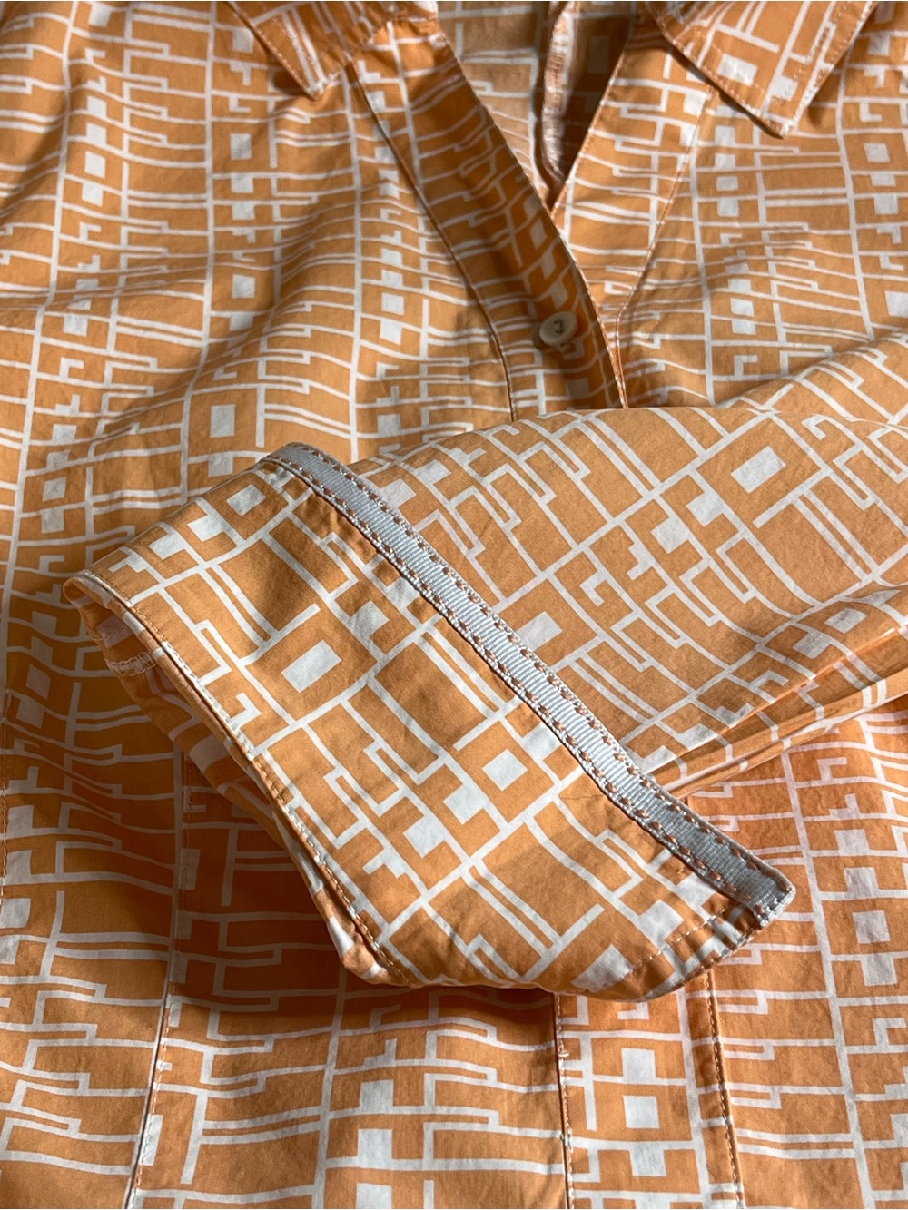 🏁🏁🏁BOGOHO🏁🏁🏁Tyler Boe Orange and White Geometric Button-Up Shirt-12 - Picture 7 of 7